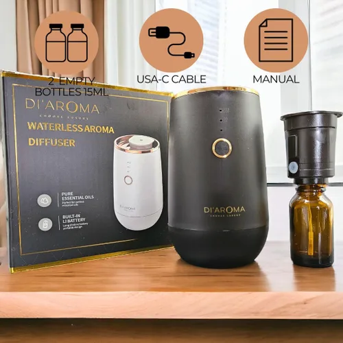 Vista 4 de Difusor de aceite esencial sin agua, difusor de aceite aromático nebulizador portátil para automóvil, hogar y oficina, recargable por USB, Blanco