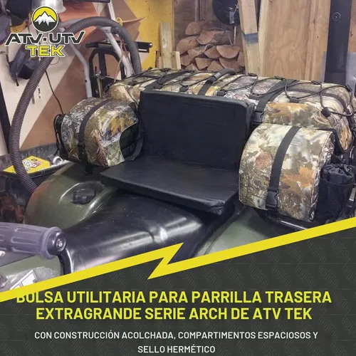Vista 2 de ATV TEK Arch Series Paquete de utilidad de gran tamaño para rack trasero, bolsa de carga acolchada para ATV - Kings Mountain Shadow Camo