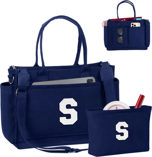 Vista 78 de Easter Basket Stuffers, Initial Tote Bag with Makeup Bag, Birthday Gifts for Women, Teen Girl Gifts Trendy Stuff