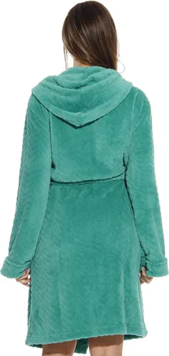 Vista 4 de Just Love - Bata de terciopelo con capucha forrada de sherpa para mujer