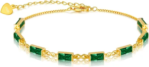 Vista 9 de Pulsera de eslabones de oro de 18 quilates para mujer, pulsera de tenis con circonita cúbica 5A, hipoalergénica, plata de ley 925 hipoalergénica