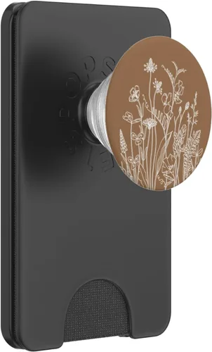 Vista 7 de Bonito diseño de flores silvestres de verano con diseño floral en marrón PopSockets intercambiable PopGrip