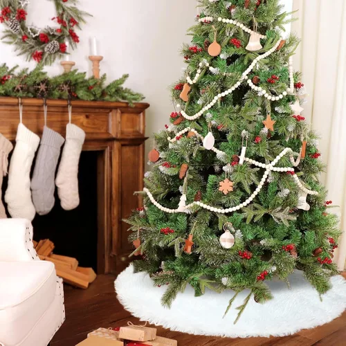 Vista 3 de Falda de árbol de Navidad de 36 pulgadas, falda de felpa para árbol de Navidad, decoraciones de árbol de Navidad para fiesta de Feliz Navidad