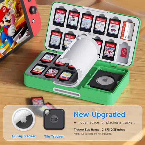 Vista 2 de JINGDU 40-Slot Traceable Switch Game Case Compatible with Nintendo Switch Games, Holds 40 Switch Game Cards and 24 Micro SD Cards, with Hidden