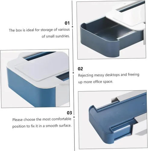 Vista 3 de EXCEART Caja de almacenamiento de artículos de papelería, organizador de escritorio oculto, estuche adhesivo para bolígrafos debajo del escritorio
