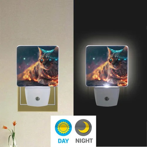 Vista 5 de Paquete de 2 luces de noche decorativas con sensor de atardecer a amanecer, lámpara de noche LED, enchufe de 3 × 4.5 × 1.4 pulgadas