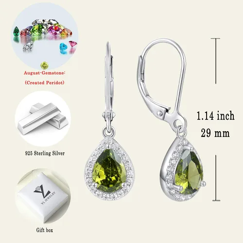 Vista 6 de YL Pendientes colgantes de plata de ley 925 para mujer, aretes de plata de ley 925, aretes de halo de lágrima y piedras preciosas de joyería, Metal