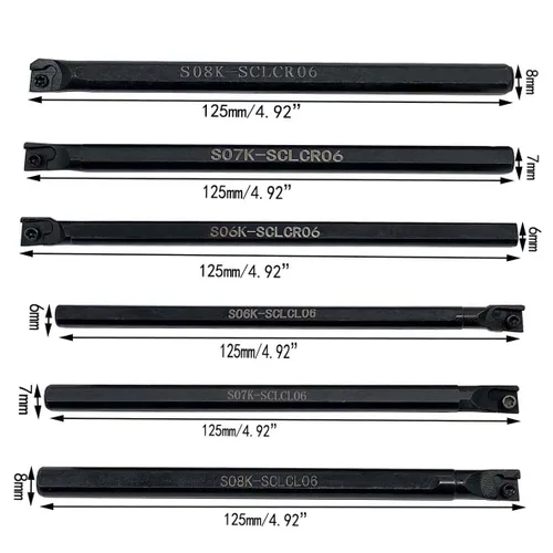 Vista 2 de GBJ 22pcs S06K/S07K/S08K-SCLCR06/SCLCL06 con CCMT21.51 CCMT060204 Insertos de carburo 95 ° Barras de mandrinar de torneado interno Herramienta