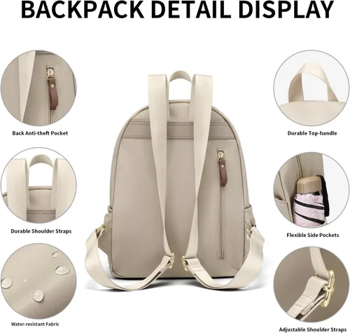 Vista 3 de GOLF SUPAGS Elegante mochila para mujer, mochila casual de viaje, mini mochila, bolso de nailon