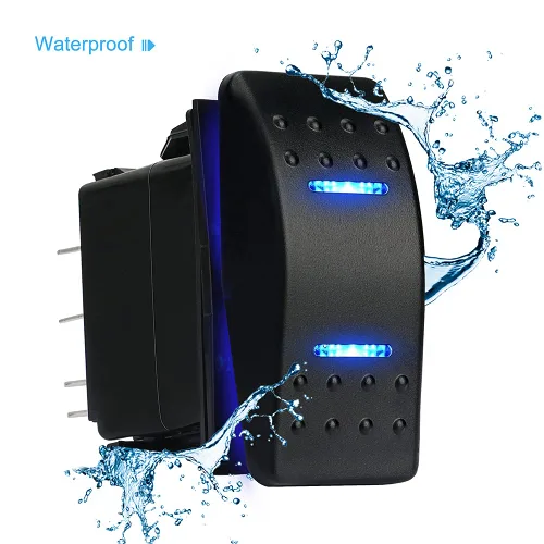 Vista 6 de Interruptor basculante impermeable de encendido y apagado de 12 V/20 A 24 V/10 A 7 pines DPDT luz LED azul, con cables de puente para barco