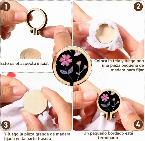Vista 3 de Jetec 20 aros de punto de cruz de madera de 1 pulgada
