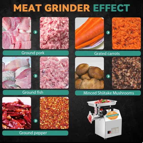 Vista 7 de Newhai Picadora de carne comercial 1.3HP Máquina de pulir carne eléctrica Picadora de carne industrial de alta resistencia Embutidora de salchichas