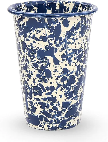 Vista 5 de Vaso esmaltado, 14 onzas, salpicadura negra/blanca (individual)