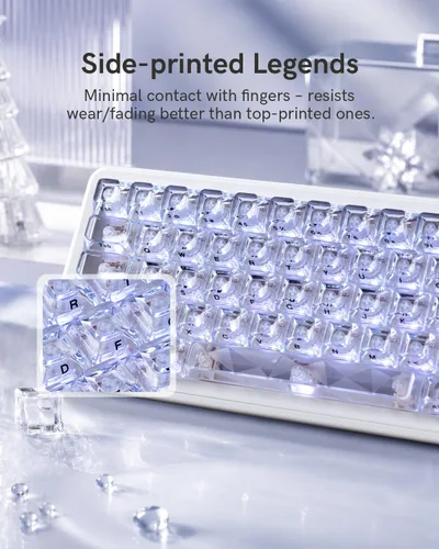 Vista 5 de Ice Clear - Juego de teclas transparentes de 126 teclas, teclas de teclado de perfil ASA, compatibles con MX-para teclado mecánico