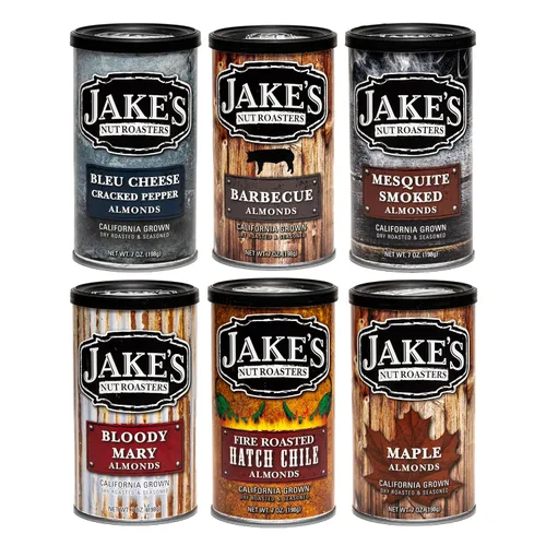 Vista 9 de Jake's Nut Roasters - Caja de regalo Jake's Pick - Almendras saborizadas tostadas (paquete de 4) - Múltiples sabores; queso azul, Bloody Mary