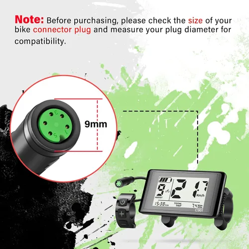 Vista 4 de Pantalla LCD Ebike hembra de 5 pines C961 para Bafang BBS01B BBS02B BBSHD Mid Drive Motor, computadora de pantalla Ebike con protocolo UART 0-9