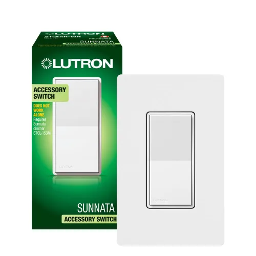 Vista 12 de Lutron Sunnata Interruptor accesorio de encendido/apagado, solo para uso con reguladores LED+ Sunnata, ST-AS-BL, Negro