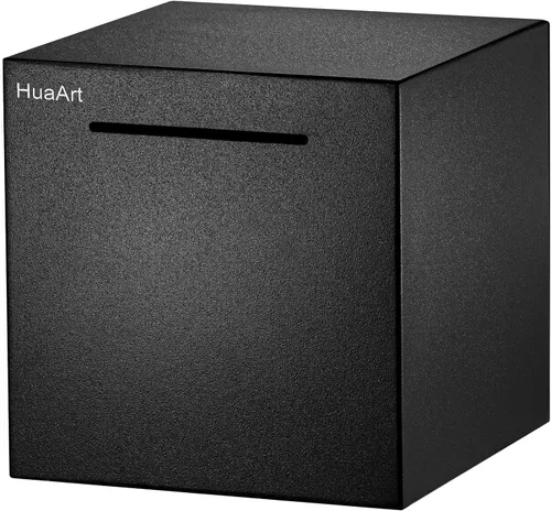 Vista 9 de Alcancía para adultos, huchas seguras hechas de acero inoxidable, solo se puede guardar la alcancía que no se puede sacar (negro, 12 cm)