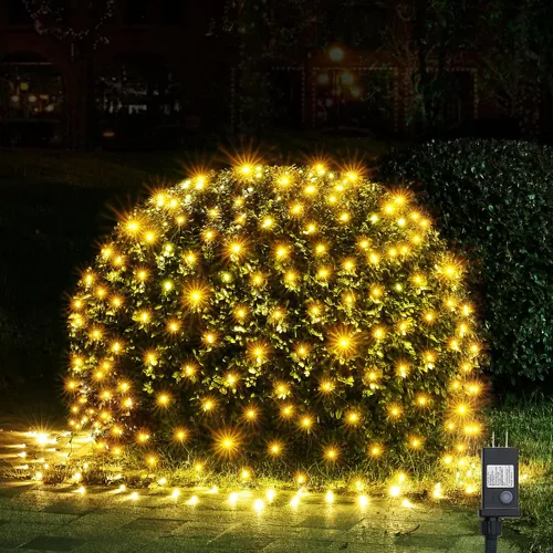 Vista 18 de WBao - Luces de Navidad, 200 LED de red de 8.4 x 5.2 pies, luz de malla para exteriores con 8 modos, temporizador, certificado UL, conectables