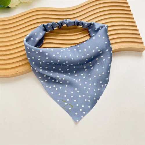 Vista 9 de Pañuelo elástico para el cabello, bandanas para el cabello, bufanda de lunares para mujeres y niñas (flor de satén retro)