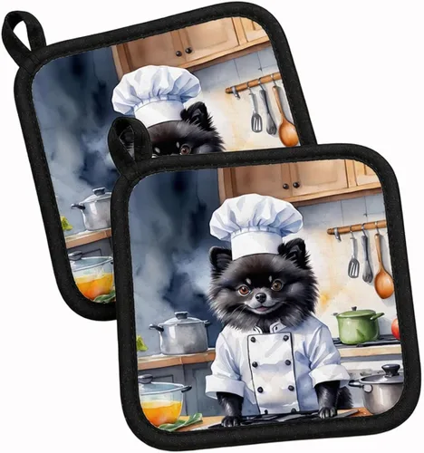 Vista 105 de Caroline's Treasures Coton de Tulear El Chef Par de Agarraderas de Ollas de Cocina Resistentes al Calor Juegos de Agarraderas de Ollas Almohadillas