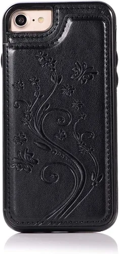 Vista 7 de Asuwish Funda para iPhone 7/8, iPhone SE 2020/2022 con protector de pantalla de vidrio templado, cartera abatible con soporte para tarjetas, doble