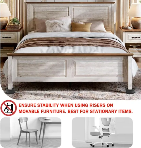 Vista 4 de ANNKUT Elevador de Cama de 1 Pulgada de Alta Resistencia, Elevador Redondo de Muebles para Cama, Escritorio, Mesa, Sofá, Soporte de Cama, Soporte