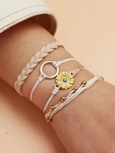 Vista 3 de Sunflower String Bracelet for Teen Girls Teen Girl Gifts Trendy Stuff Adjustable Waterproof Surfer Bracelet Strand Beach Bracelets Women Stocking