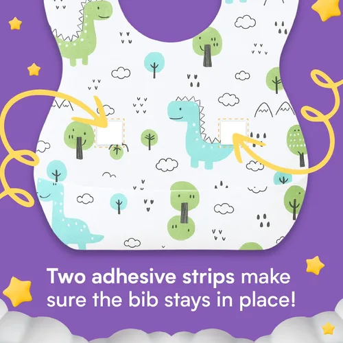 Vista 7 de Eli with Love Disposable Bibs Individually Wrapped Bib with Crumb Catcher - Waterproof Baby Bibs For Feeding