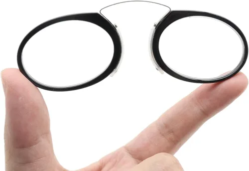 Vista 4 de Mini anteojos de lectura sin brazos para hombres y mujeres, delgados con clip en la nariz, con estuche portátil pequeño