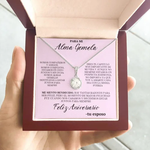 Vista 5 de Regalo Para Esposa Mi Alma Gemela Regalo Para Mujer Joya Collar Mensaje Personalizado Para Madre Joyería Para Mamá Regalo Aniversario De Matrimonio