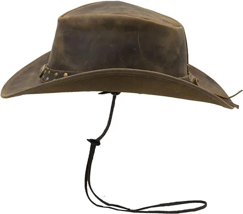 Vista 3 de Sombrero de vaquero duradero de cuero de grano de selva, unisex, para adultos, moldeable, estilo occidental, ala ancha