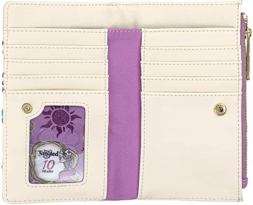 Vista 3 de Loungefly Disney - Cartera de piel sintética con solapa y diseño de flores, Multi, talla única , Americano
