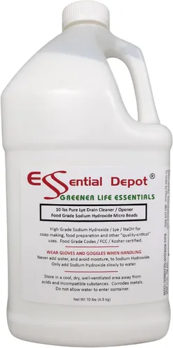 Vista 10 de Essential Depot Botella de 40 libras de hidróxido de sodio de grado alimenticio Micro perlas de tamaño uniforme (cuentas o partículas) – Limpiador