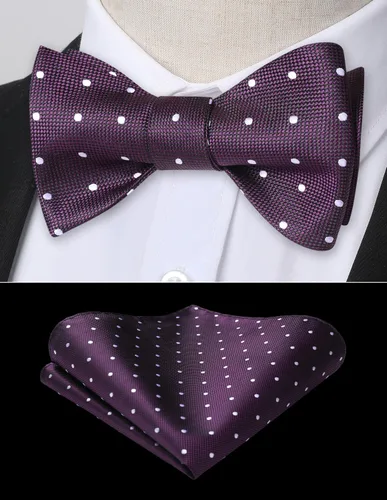 Vista 98 de HISDERN Pajaritas para hombre, diseño de lunares, corbatín y bolsillo cuadrado, clásico, esmoquin de negocios, boda, pajaritas, pañuelo