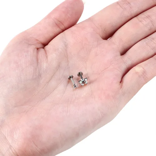 Vista 3 de PEAKLINK Titanium Crystal Labret Studs16G Labret Jewelry Labret Internally Threaded Earring Helix StudsTragus Cartilage Conch Ear Piercing Body