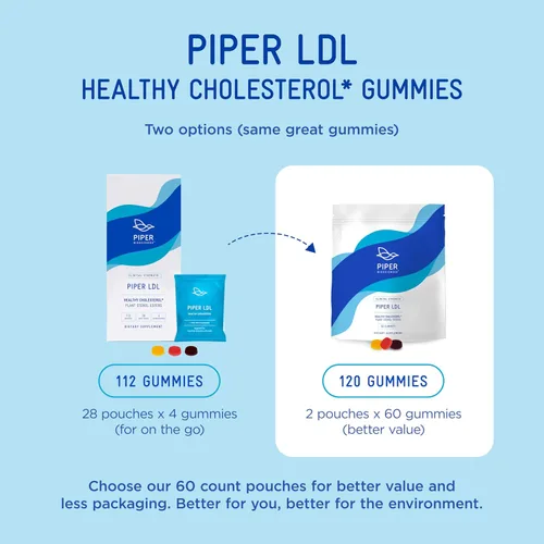 Vista 3 de Piper Biosciences Plant Sterols Suplemento gomoso de colesterol saludable (2280 mg de ésteres de esterol vegetal por día): fuerza clínica, vegana