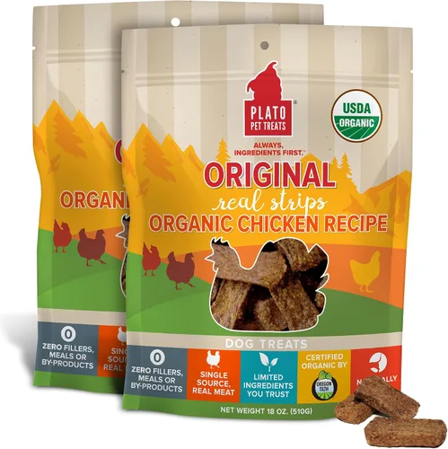 Vista 4 de PLATO Pet Treats - Tiras reales, barras de carne de perro, salmón de 18