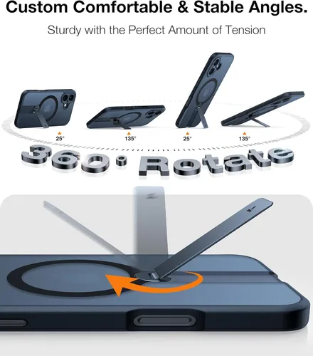 Vista 2 de TORRAS Funda magnética con soporte de 360° para iPhone 16, protección completa de la cámara, compatible con MagSafe, protección contra caídas
