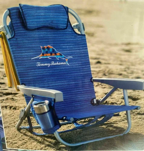 Vista 3 de Tommy Bahama 2016 Silla Mochila Hielera con Bolsa para Almacenamiento y Barra de Toalla Azul