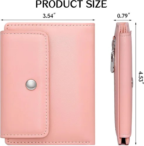 Vista 4 de GEEAD Billeteras pequeñas de piel sintética con bloqueo RFID para mujer, cartera delgada para múltiples tarjetas para mujer con bolsillo