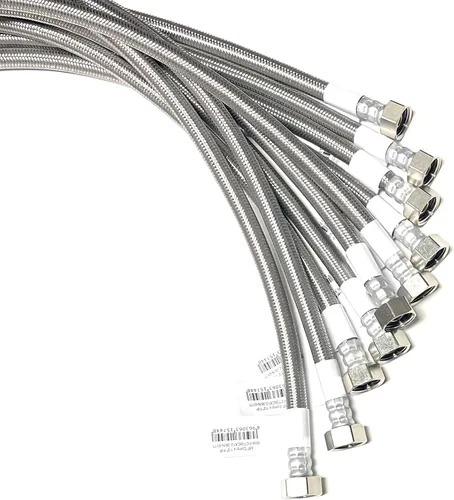 Vista 28 de Conector de línea de suministro de agua para grifo de acero inoxidable trenzado, línea de suministro para grifo - rosca de compresión hembra de 3/8