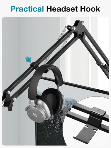 Vista 6 de InnoGear Soporte de micrófono de escritorio, brazo articulado aéreo giratorio 360° para micrófono con elevación alta para Blue Yeti Snowball HyperX