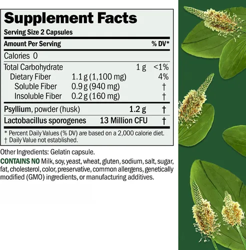 Vista 2 de ANDREW LESSMAN Fibermucil 60 cápsulas - Polvo de cáscara de psyllium. Promueve suavemente la regularidad y la salud digestiva. Rico en fibra. Suave