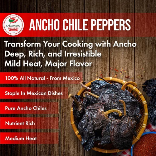 Vista 3 de Pimientos secos de chiles anchos de 4 onzas, naturales y de primera calidad para auténticos moles mexicanos, salsas, guisos, salsas y mucho más.