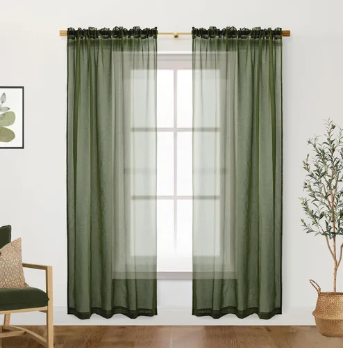 Vista 25 de XTMYI Cortinas negras de 48 pulgadas de largo para dormitorio, juego de 2 paneles, bolsillo para cortinero, cortinas de encaje transparentes