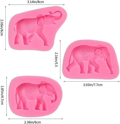 Vista 2 de Nifocc Molde de silicona para elefante, fondant, chocolate, dulces, herramienta de decoración de cupcakes, para decoración de tartas, arcilla