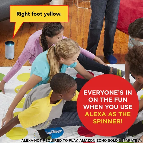 Vista 6 de Hasbro Gaming Twister Ultimate: Tapete más grande, más puntos de colores, juego familiar de fiesta para niños de 6+ años; compatible con Alexa