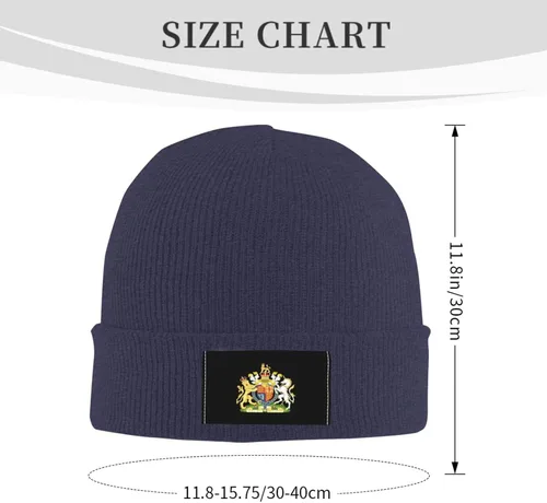 Vista 3 de UK England Royal Coat of Arms United Kingdom Unisex Four Seasons Knitted Hat Winter Warm Hats Hats for Men Women One