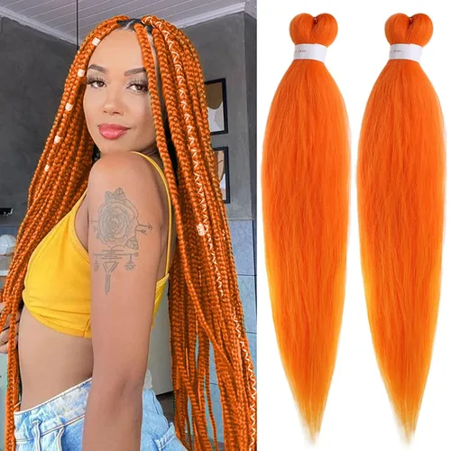 Vista 14 de Unionbeauty - Cabello trenzado preestirado de 16 pulgadas, 8 paquetes de cabello rubio trenzado con agua caliente, textura Yaki, trenzas